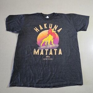 Disney The Lion King Hakuna Matata Simba Graphic T-Shirt Charcoal Grey XL ZS1002